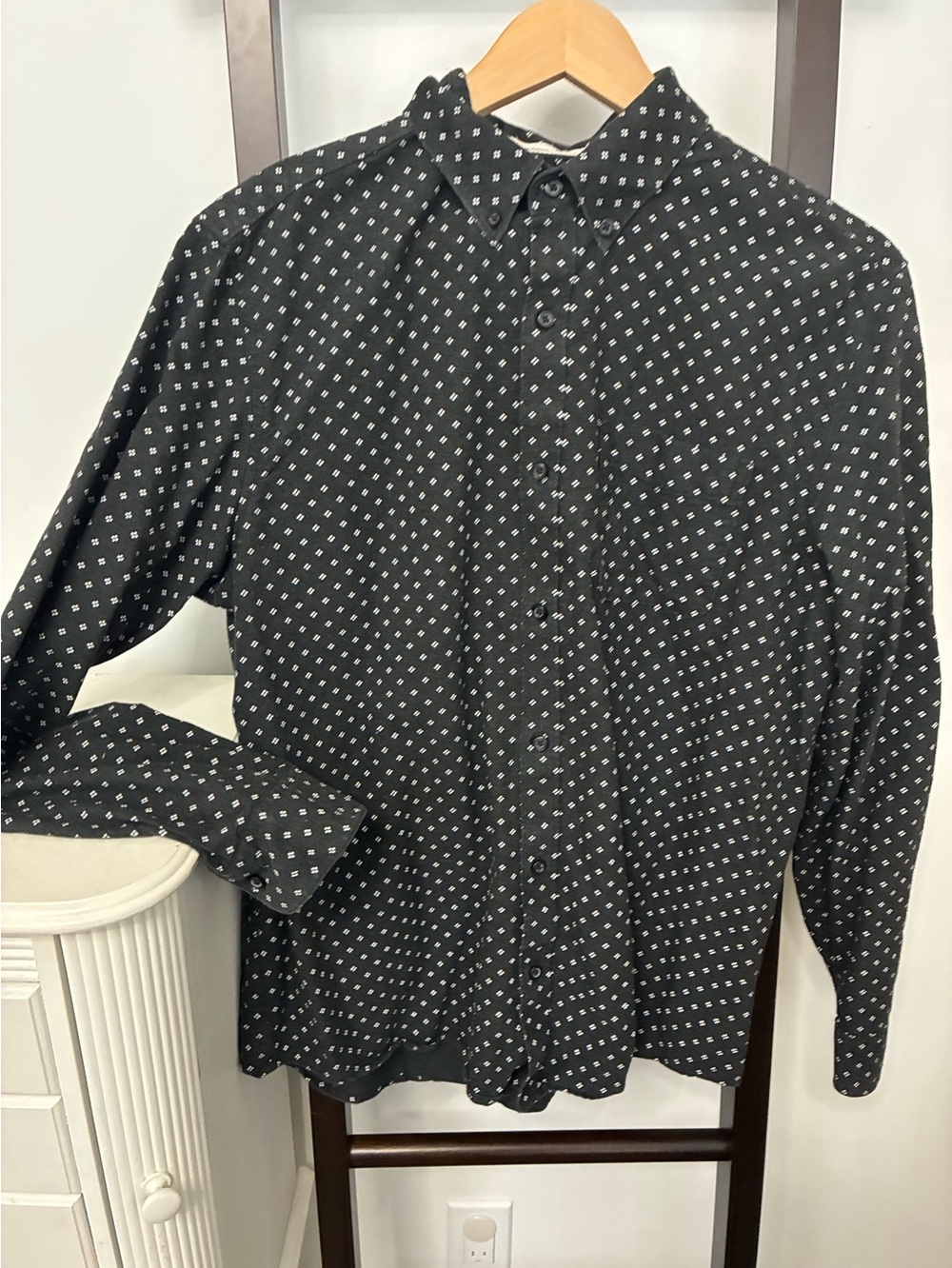 Denver Hayes 100% cotton Men's Black Patterned Button-Up Shirt Size L